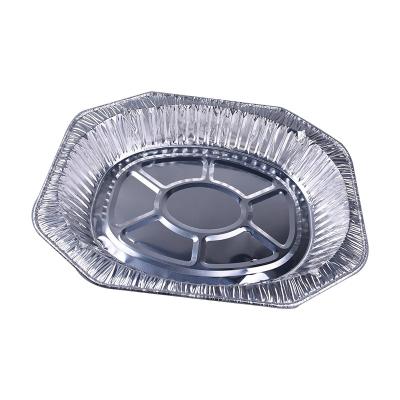 China 7000ml Aluminum Foil Food Pan Oval Roasting Take Away Baking Tray For BBQ Grill Catering With Lids for sale