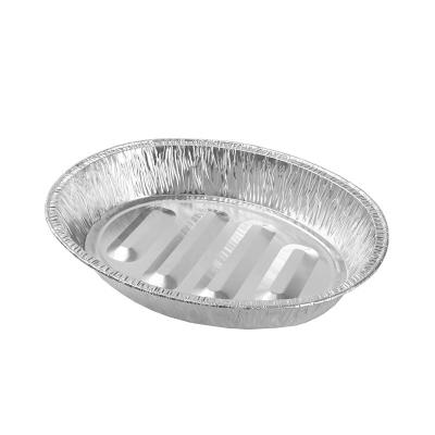 China Aluminum Foil 6800ml Pan Roasting Turkey Tray Heavy Duty Oval Food Packing Container for sale