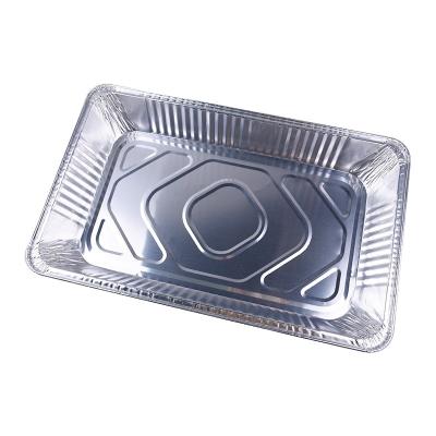 China Eco - Friendly Disposable Aluminum Foil Steam Table Tray Heavy Duty Full Size BBQ Grill Tray With Lid for sale