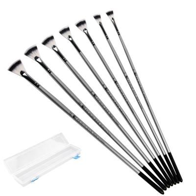 China 7pcs/set Moderate High Quality Stroke Fan Shape Nylon Hair Artists Brush Apply to Acrylic Watercolor Gouache Oil Painting Brush Set for sale