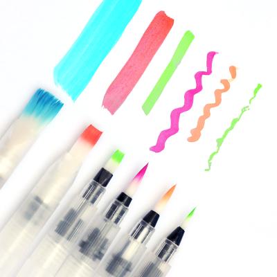 China Acrylic Refillable Watercolor Gouache Oil Paint Brush Sharp Head Flat Head Nylon Hair Artists Paint Fountain Pen Tap Water Storage Brush Play Brush for sale