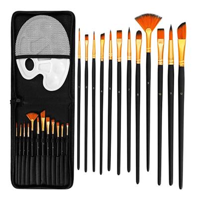 China 12Pcs/Set Moderate Stroke Nylon Hair Artists Brush Kids Watercolor Gouache Oil Painting Acrylic Paint Brush Palette Packed in Canvas Bags for sale