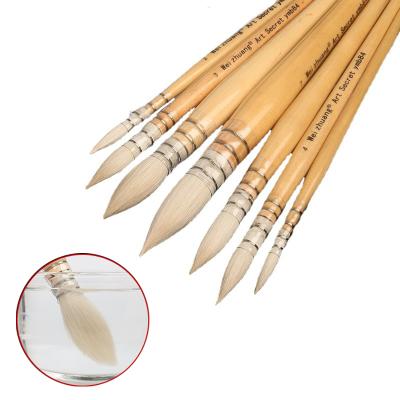 China Watetcolor High Quality Paint Brush 1#-7# Artist Note Rounded / Broom Shaped Woodland Watercolor Handle Wool Hair Brush for sale