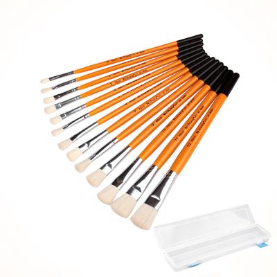 China 13pcs High Quality Moderate Acrylic Oil Painting Set Brush/Wooden Handle Wool Artist Brush Gouache Watercolor Set for sale