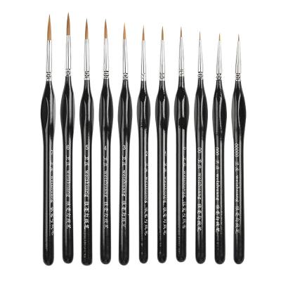 China 11pcs/set Moderate High Quality Fine Stroke Wolf Artists Brush Watecolor Gouache Oil Paint Detailing Acrylic Brush Set for sale