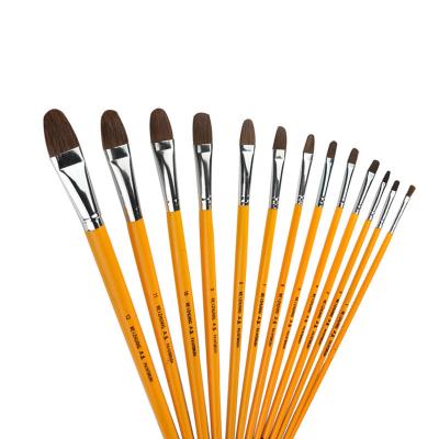 China 13Pcs/set Stroke Handle Wolf Hair Round Headed Artists Brush Wolf Hair Round Headed Brush Moderate Yellow Acrylic Oil Painting Brush for sale