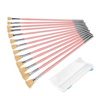 China 13pcs/set Moderate High Quality Stroke Fan Shape Bristle Hair Artists Brush Apply to Acrylic Watercolor Gouache Oil Painting Brush Set for sale