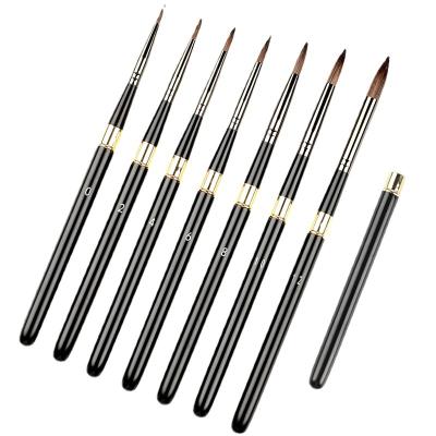 China 7pcs/set Round Handle Head Round Head Travel Acrylic Paint Brush Artist Paint Brushes Metal Watercolor Brush Animal Hair Detail for sale