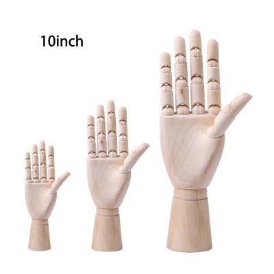 China Arts Drawing or Desktop Decor 10inch Hand Model Adjustable Solid Wooden Finger Joints Left Hand Right Hand for Drawing or Desktop Decor for sale