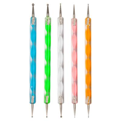 China Master Nail Art Painting Pen 5Pcs/set Nail Brush 3D Double Dotting Nail Drill Pen Manicure Tool Dot Flower DIY Pen for sale