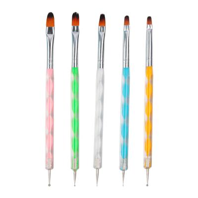 China Nail Art Painting Pen 5Pcs/set 3D Nylon Brush Head Nail Double Dotting Flower Painting DIY Pen Half Nail Polish Brush Round Design Manicure Tool for sale