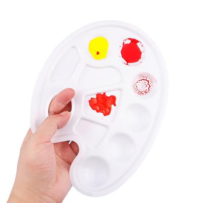 China Art Painting Oval 10 Holes Plastic Palette Oil Painting Palette Paint Drawing Tray For Gouache Watercolor Acrylic Palette Artist for sale