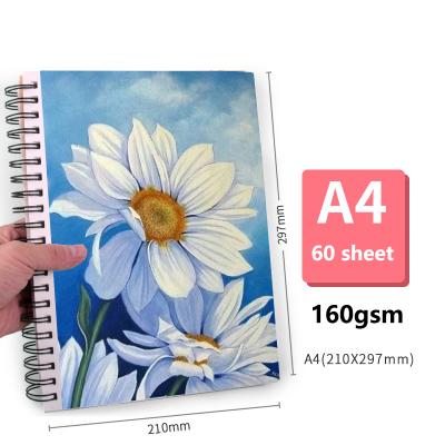 China Eco-friendly A4/8K 160gsm Material Paper Cardboard Cover 60 Sheet Spiral Hardcover Watercolor Paper Watercolor Sketch Book Kraft For Artist Gouache Paper Pad for sale