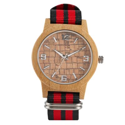 China OEM Logo Brand Black Red Nylon Custom Wholesale Day/Date Strap Wooden Wristwatches for sale