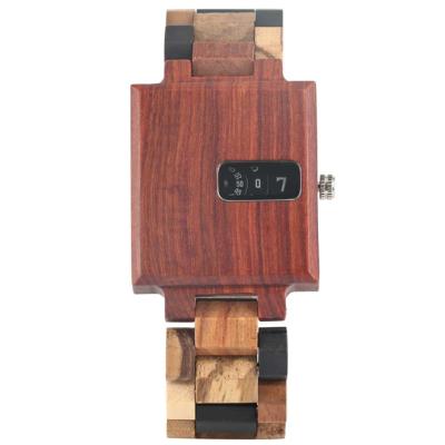 China OEM Wholesale Custom Day/Date Square Logo Creative Watch Face Multicolor Wooden Watches for sale