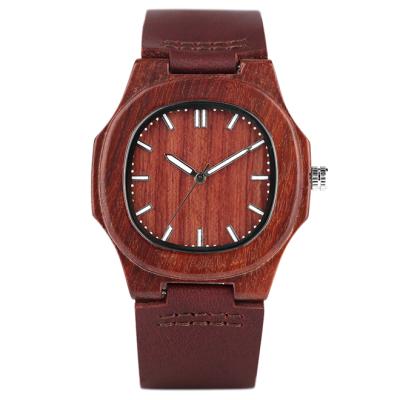 China OEM 2019 Day/Date Red Sandalwood Wholesale Unisex Square Wooden Watches Private Label for sale