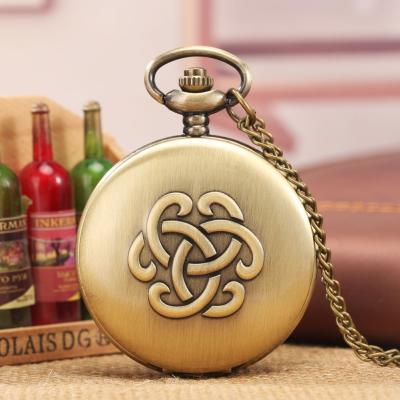 China Specail Vintage Totem Quartz Pocket Watch With Chain Bronze Old Pendant Pocket Watch for sale