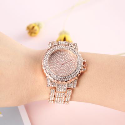 China Luxury Rhinestone Day/Date Watches Ladies Crystal Band Quartz Jewelry Lady Dress Bling Diamond Bracelet Wristwatches for sale