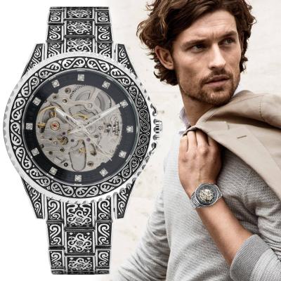 China Fashion/Dress Tourbillon Automatic Men/Popular Luxury Mechanical Watches Diamond Clock Stainless Steel Skeleton Watch for sale