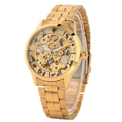 China High Quality Luxury Golden Mechanical Gold Skeleton Watch Day/Date View Watch Business Automatic Clock For Men's reloj hombre for sale