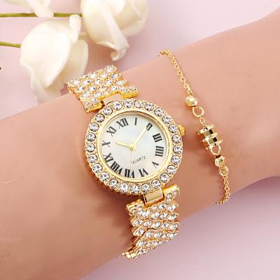 China Christmas Gifts Non-Specific Rhinestone Quartz Wristwatch Set Ladies Woman Diamond Bracelet Watch for sale