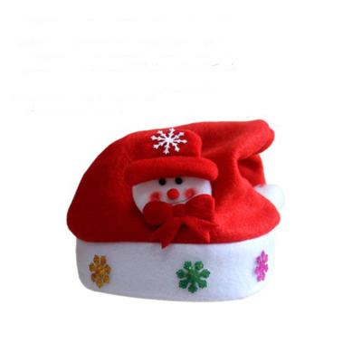 China New Soft Adult Christmas Decorations And Kids Santa Hats Cartoon Snowman Santa Hats for sale