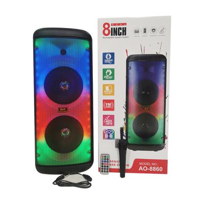 China China factory new arrival big colorful LED light karaoke speaker AO-8860 wireless bluetooth karaoke speaker for sale