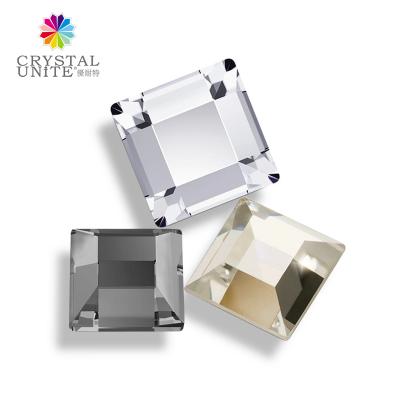 China Fancy Flatback CRYSTAL UNITE Machine Cut Glass Square Flat Back Hot Fix Loose Rhinestone Bling Strass Art.#U2400 for sale