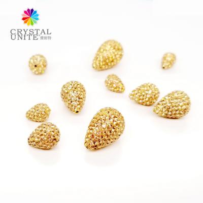 China Pearl CRYSTAL UNITE Rhinestone U86320 Paved Clay Balls Waterdrop Round Bead for sale