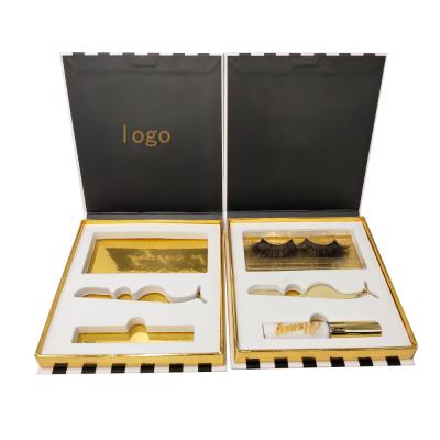 China 3d false eyelashes natural long mink eyelash packaging box with tweezers and glue for sale