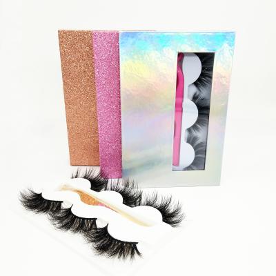 China Wholesale 5d eyelashes charming seller 3 pairs 25mm mink eyelashes with tweezers lashes book for sale