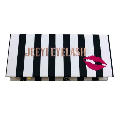 China Recycled Materials Wholesale Custom Your Own Black And White Striped Wick Packaging Eyelash Box for sale