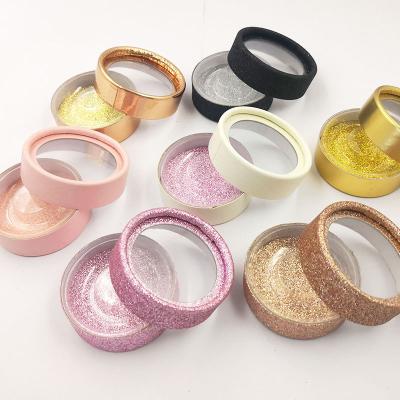 China Recycled Materials Wholesale Round Square Empty Clear Eyelash Packaging With Tray And Glitter Paper for sale