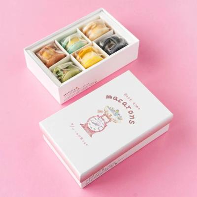 China Recycled Materials Macaron Cookie Box Wrapping Paper Drawer Box Baked Cookie Moon Marcaron Cake Food Macaron Packaging Gift Box With Custom Logo for sale