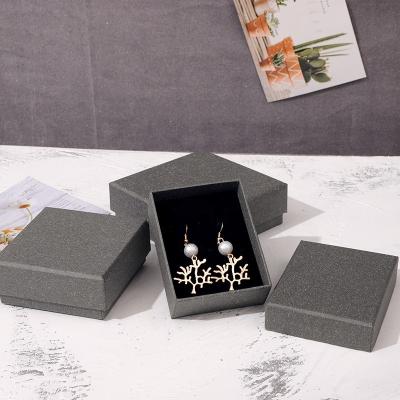 China Luxury Double Brown Velvet Jewelry Ring Box Handmade Black Cardboard Craft Paper Packaging For Jewelry Earrings for sale