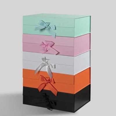 China Foldable Recyclable Custom With Ribbon Luxury Clothing / Garments / Shoes Packaging Magnetic Closure Paper Cardboard Gift Boxes for sale