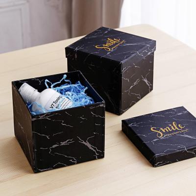 China Gift & Craft Northern Europe Simple Marbling Gift Box Bronzing Ceramic Gift Box Mug Gift Packing Case Custom Logo Manufacturer for sale