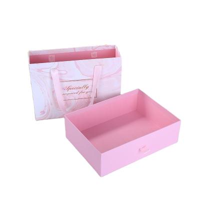 China Recycled Materials Store Cardboard Keepsake Drawer Gift Box Marble Box Custom Printing Pink Wedding Packaging for sale