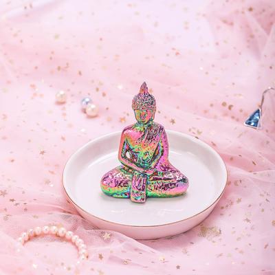 China Hot Selling Wholesale Custom White Ceramic Dish CERAMIC with Holder Buddha Colorful Jewelry Tray Trinket Ring Holder for Home Decoration for sale