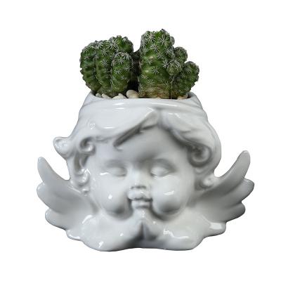 China Wholesale CLASSIC Ceramic Cartoon Creative Rabbit Flower Pot Desktop Porcelain Animal Succulent Gardening White Flower Pot for sale