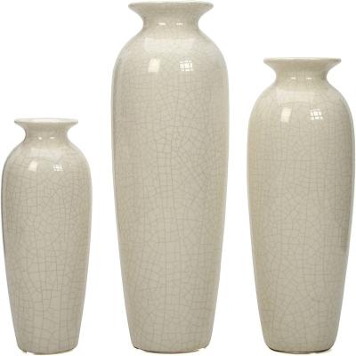 China Modern Hosley set of 3 crackle ivory ceramic vases. Ideal gift for wedding or special occasions for use in Home Office Decor Spa Aromat for sale