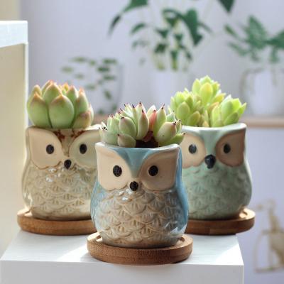 China Direct sales of hand-painted ceramic flowerpot manufacturer flowerpot vase pot vase owl CLASSIC ceramic flowerpot succulent for sale