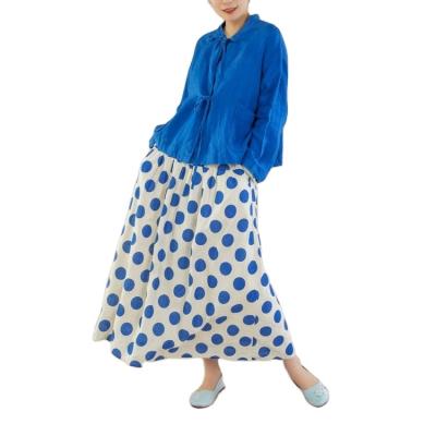 China Anti Static Polka Dots Skirt Cotton Adult Canvas Long Plus Size Women's Skirts for sale