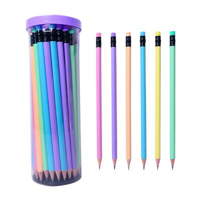 China School Triangle Macaroni Paint HB Lead Pencil Soft Wood Triangle Wooden Soft Pencil Graphite Pencil With Eraser for sale