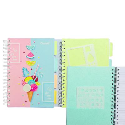 China Spiral Custom Design PP Printing 4 Divider Student School Spiral Notebook for sale