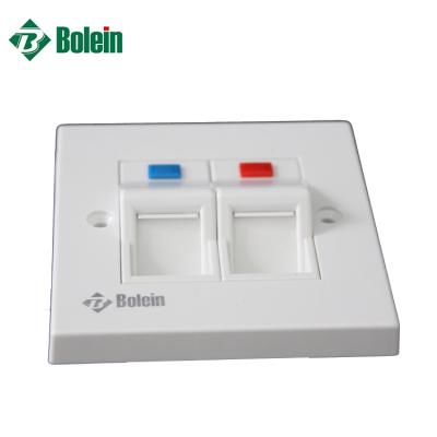 China Accept All Category Insert Bolein Cat5e Cat 6 Cat6a Trapezoidal Faceplate With UK Type Dual And Single Left Flap And Cover Faceplate for sale