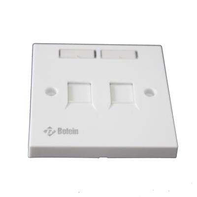 China 86 Type RJ45 Cat6 Faceplate Desktop Status Faceplate Desktop Dual Left Front Plate 86*86 Flat Running Flat Compact Double Interface Strip for sale