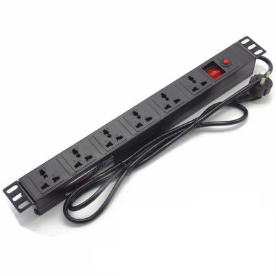 China Standard 19 Inch Network Cabinet Rack Mount Power PDU Standard 19 Inch Network Cabinet Rack Mount 1U 6 8 10 Way Universal Type Smart PDU Socket With Surge Protector Switch for sale