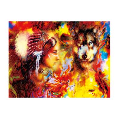 China CLASSIC Oil Art Numbers Canvas Diamond Drawing Lion And Woman Animal Painting Bedroom Wall Diy Customization for sale