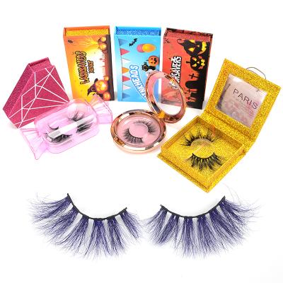 China super slim & Soft Tape New Arrival Hand Made Mink Lashes Natural Long 25mm 5D Colored 3d Lashes for sale